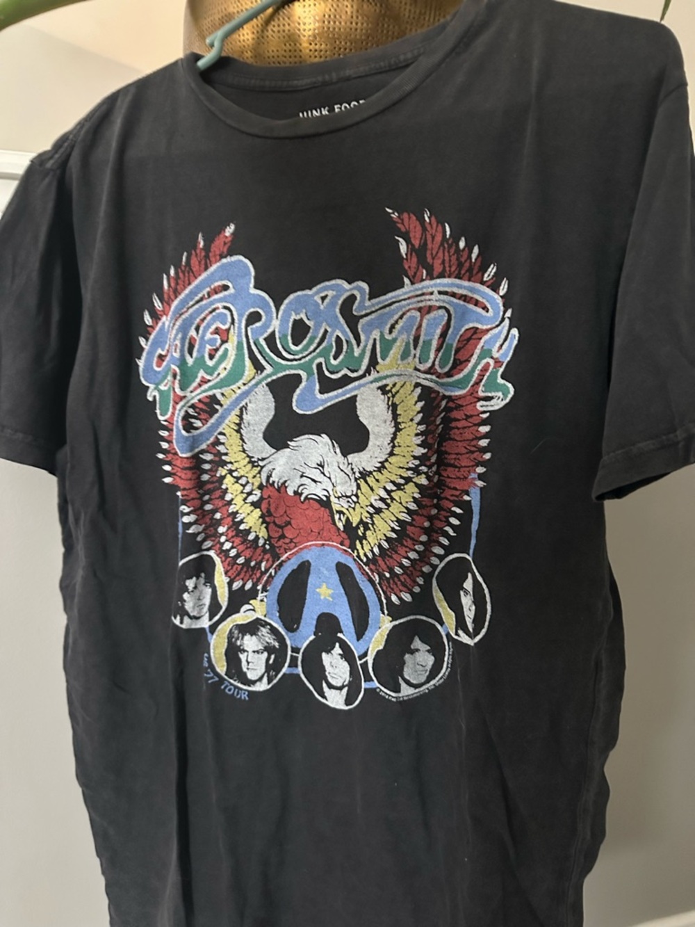 Lucky Brand Black Graphic Tee with White Neck Print